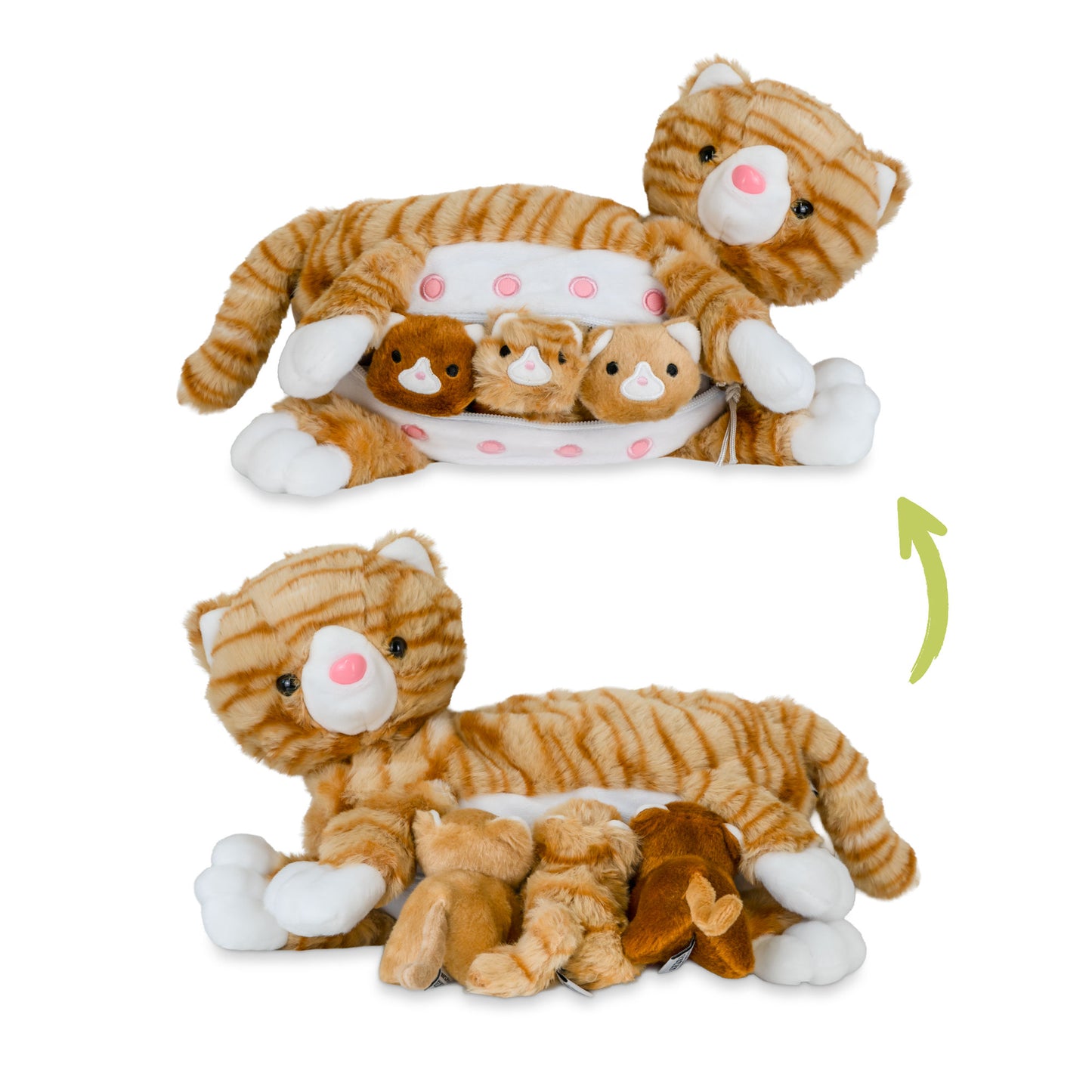 Mamanimals Kuscheltier Set Mama Katze und Babys Orange