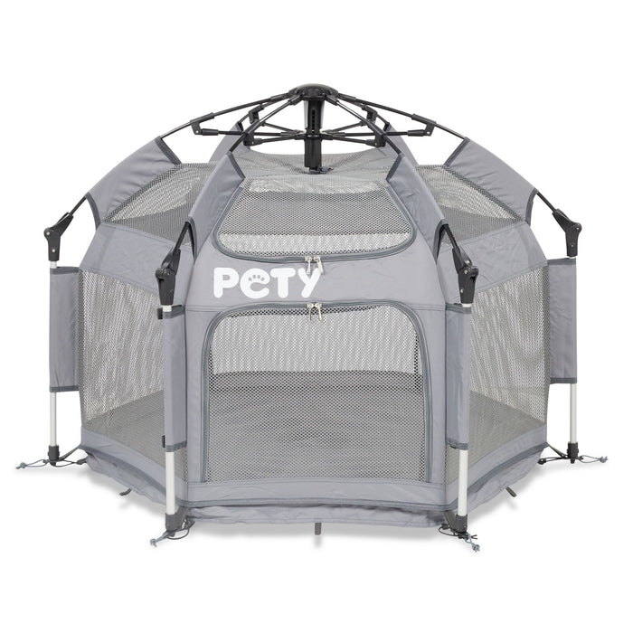 Set PETY Laufstall für Hunde klein, mit Bodenmatte und Dach